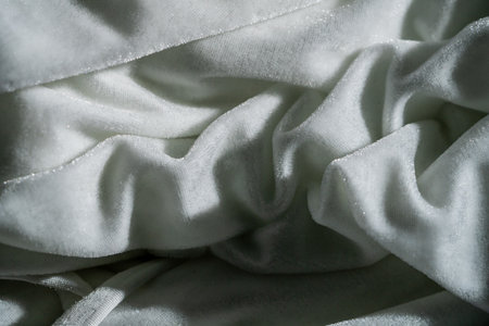 View of Wrinkled White Velvet Fabric Texture