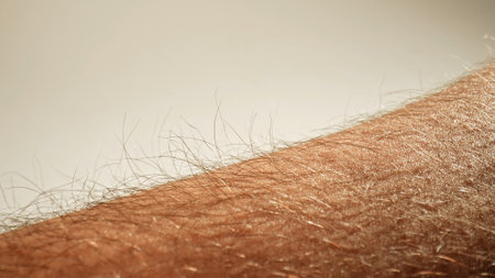 Close Up View of Human Arm Hair under Natural Lightingの写真素材