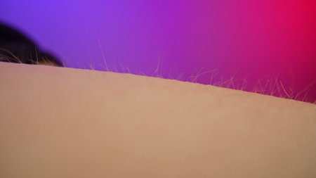 Close Up View of Human Skin Texture with Hair Folliclesの写真素材