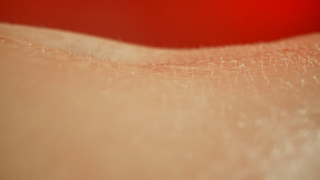 Close Up View of Human Skin Texture with Hair Folliclesの写真素材