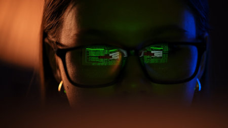 Close Up of Computer Screen Reflection in Glasses