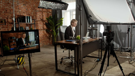 Focused Businesswoman Considering New Strategic Opportunities at Her Deskの写真素材