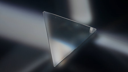 Glass Prism Displaying Light Refraction and Spectrumの写真素材