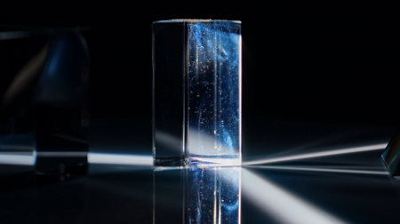 Mysterious Glass Prism with Crystal Reflections Effectの写真素材