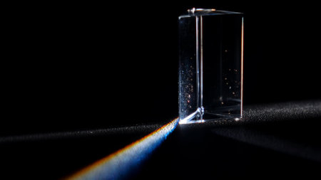 Transparent Prism with Light and Shadow in Focusの写真素材
