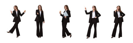 Young Professional Woman in Various Business Poses isolated on white backgroundの写真素材
