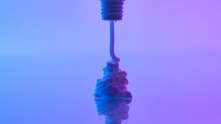 Creative close-up of cream on a gradient backgroundの写真素材