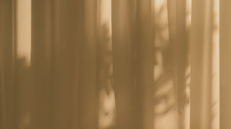 Abstract Shadows of Plants on Light Beige Curtains