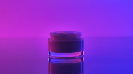 Elegant Glass Jar with gradient Background for Cosmetic Creamの写真素材