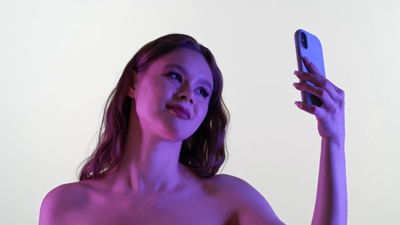 Woman Taking a Selfie with Smartphone