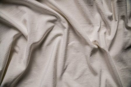 Soft White Fabric with Texture and Foldsの写真素材