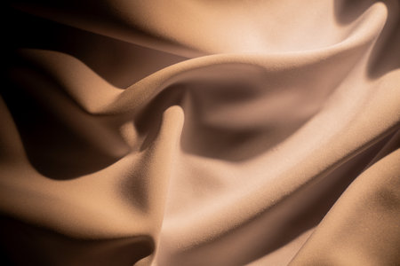 View of Soft Beige Fabric with Foldsの写真素材