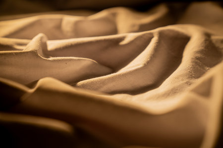 View of Soft Beige Fabric with Foldsの写真素材