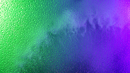 Smoke behind textured glass with green and purple lightingの写真素材