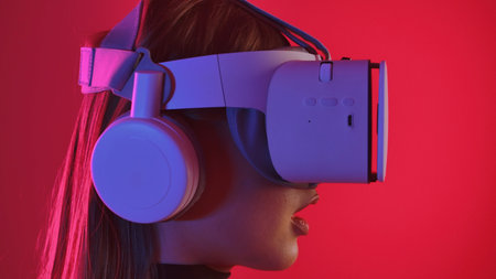 Immersive Virtual Reality Experience with Modern Headset Technologyの写真素材
