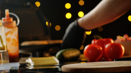 Gourmet Cooking Process Featuring Fresh Ingredients and Tools