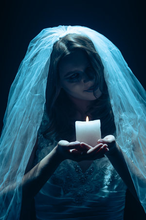 Dead bride ghost in Halloween horror concept