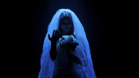 Dead bride ghost in Halloween horror conceptの写真素材