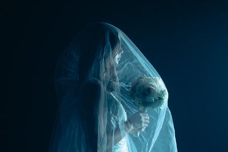 Dead bride ghost in Halloween horror conceptの写真素材