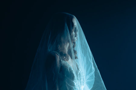 Dead bride ghost in Halloween horror concept