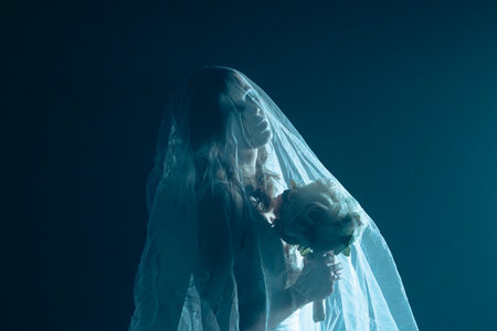 Dead bride ghost in Halloween horror concept