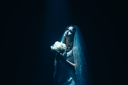 Dead bride ghost in Halloween horror concept