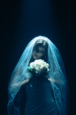 Dead bride ghost in Halloween horror concept