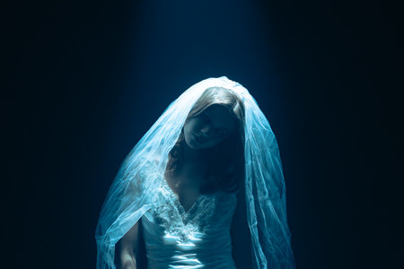 Dead bride ghost in Halloween horror conceptの写真素材