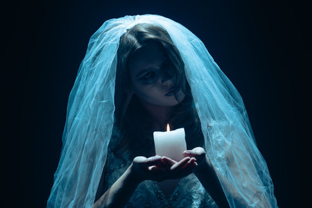 Dead bride ghost in Halloween horror concept