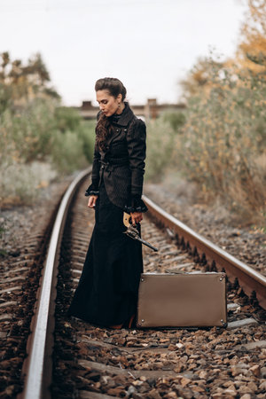 Woman in Vintage Attire Outdoors