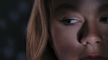 Close Up Portrait of a Woman Face with Dramatic Lighting