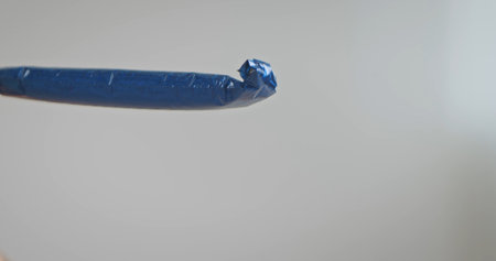 Blue Party Whistle Against Neutral Backgroundの写真素材