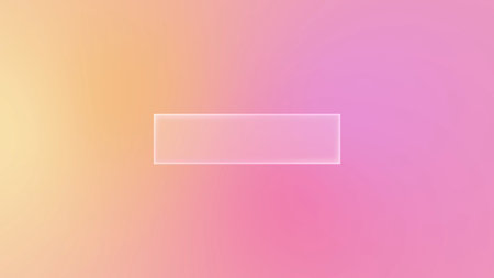 Rectangular glass liquid button in glassmorphism style on a soft purple and pink gradient...
