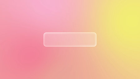 Rectangular glass liquid button in glassmorphism style with rounded edges on a soft purple and pink...
