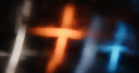A captivating abstract background featuring blurred neon lights in various shades of blue and...