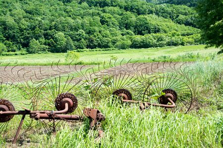Rusty farm equipmentの写真素材