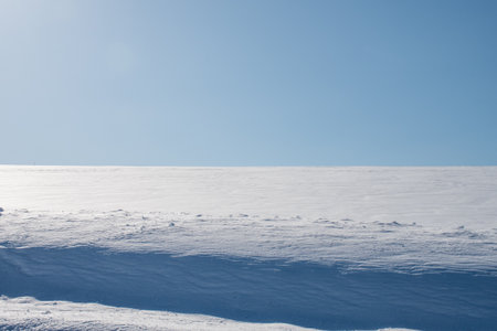 beautiful winter landscape with snow-covered field and clear blue sky