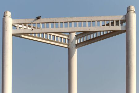 The structure of the marina is beautiful and strong at the same time, it is like a complex architecture.の写真素材