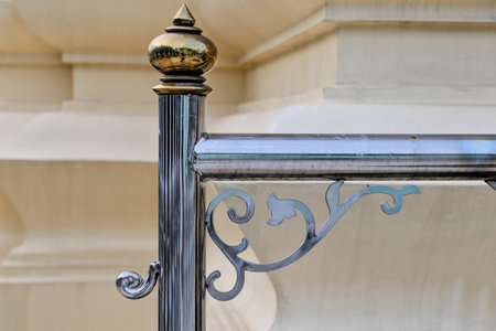 Details of steel doors with decorative elements of various shapes with rebar and round steel. is stainless steel typeの写真素材