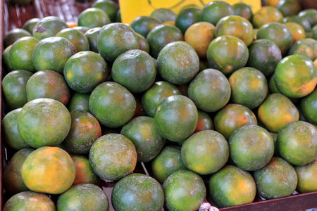 Lemons that farmers bring to sell themselves at the fresh market. for villagers in the area to buy and cookの写真素材