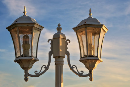 Lanterns in the blue sky at sunset, Istanbul, Turkeyの写真素材