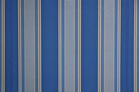 Blue and white vertical striped wallpaperの写真素材