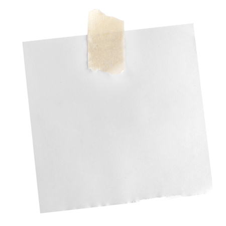 Stick note with red Thumbtack, Isolated on white background.の写真素材