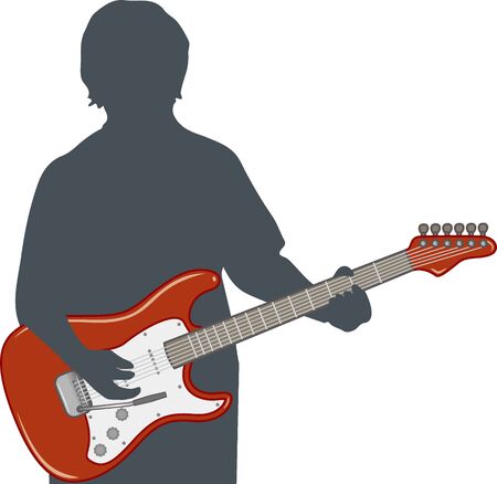 Image illustration of a man playing an electric guitarのイラスト素材