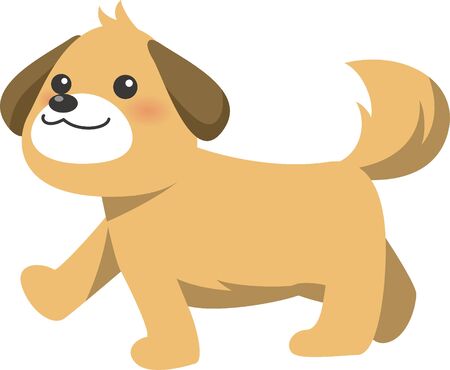 Image illustration of cute brown dog walkingのイラスト素材