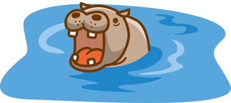 Image illustration of hippopotamus in the pondのイラスト素材