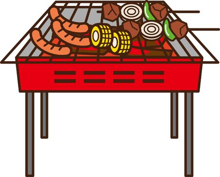 Image illustration baked at barbecueのイラスト素材