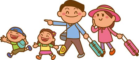 Image illustration of the family going on a tripのイラスト素材