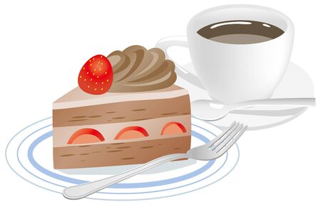 Image illustration of chocolate shortcake and coffeeのイラスト素材