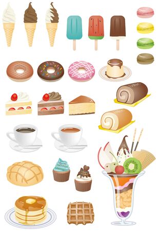 Image illustration set of sweetsのイラスト素材